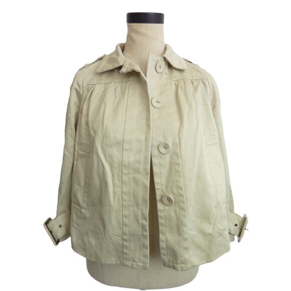 Banana Republic Beige Canvas Swing Jacket S Crop Trench - Picture 5 of 8